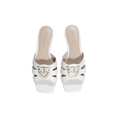 Pinko Love Birds Square Toe Sandals In White