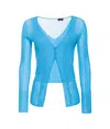 Pinko Legend Semi-sheer Cardigan In Blue