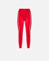 Pinko Side-stripe Leggings In Rosso/bianco