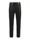 Pinko Zip-up Leather Cropped Trousers In Black