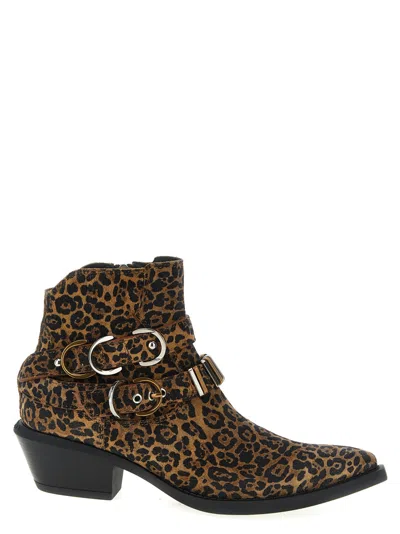 PINKO LEOPARD PRINT ANKLE BOOTS