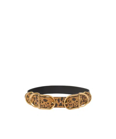 Pinko Leopard Print Belt In Brown