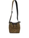 Pinko Leopard Print Drawstring Shoulder Bag In Brown