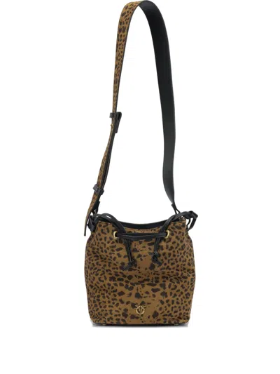 PINKO LEOPARD PRINT DRAWSTRING SHOULDER BAG