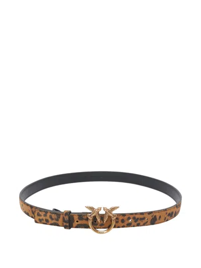 Pinko Love Berry H2 Belt Suede Stampa Macula In Brown