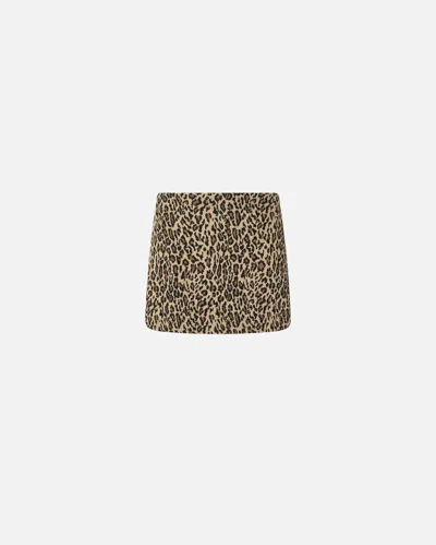 Pinko Leopard Print Miniskirt In Multi. Beige/black