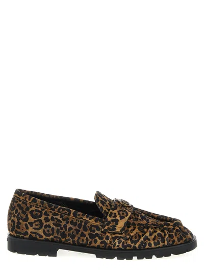 Pinko Leopard Print Slip On Loafers In Animal Print