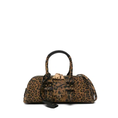 Pinko Leopard-print Padlock Tote Bag In Multi