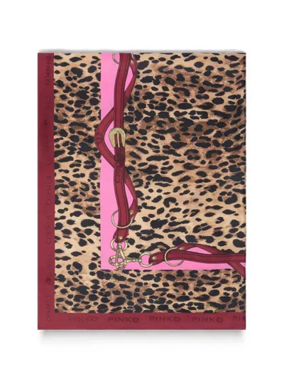Pinko Leopard-print Scarf In Brown