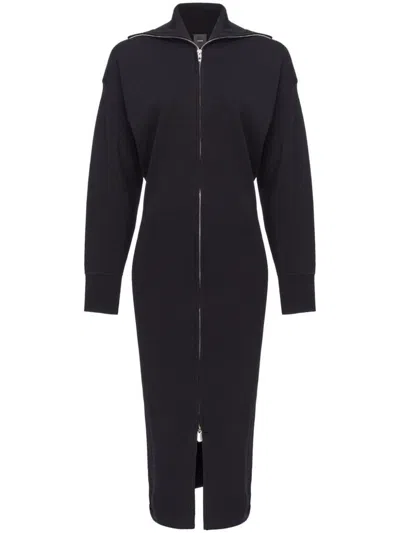 Pinko Long-sleeve Zip-up Dress In Black
