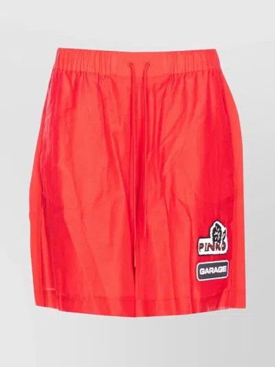 Pinko Lewis Bermuda Shorts Elastic Waistband In Red