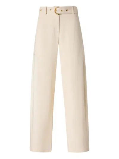 Pinko Lexy High Waist Trousers Wide Leg In White