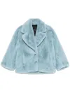 Pinko Light Blue Alighieri Fur Coat With Buttons In Blue