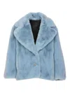 Pinko Alighieri Faux Fur Short Coat In Blue