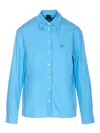 Pinko Long Sleeve Top Embroidered Logo In Blue