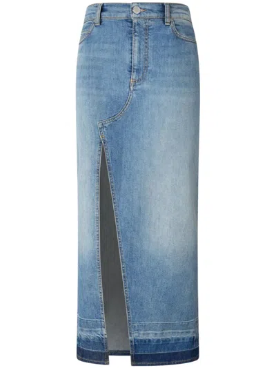 PINKO PINKO LIGHT BLUE DENIM SKIRT WITH HIGH SLIT