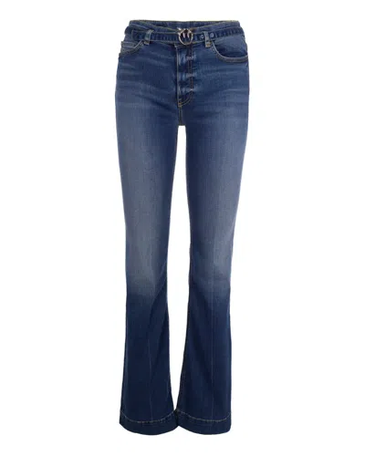 Pinko Light Blue Flared High Rise Jeans