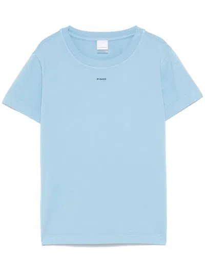 Pinko Light Blue Mini Logo T-shirt In Azzurro