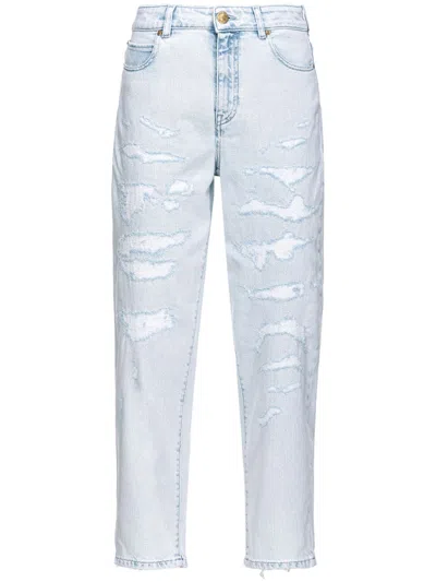 PINKO PINKO LIGHT BLUE RIPPED DENIM JEANS