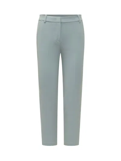 Pinko Light Blue Straight Flat Front Pants In Green