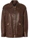 Pinko Washed Leather Jacket With Collar