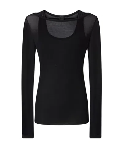Pinko Light Gauze Long-sleeved Sweater In Limo Black