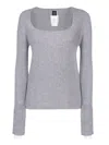 Pinko Ribbed Wool And Cashmere Sweater In Grey