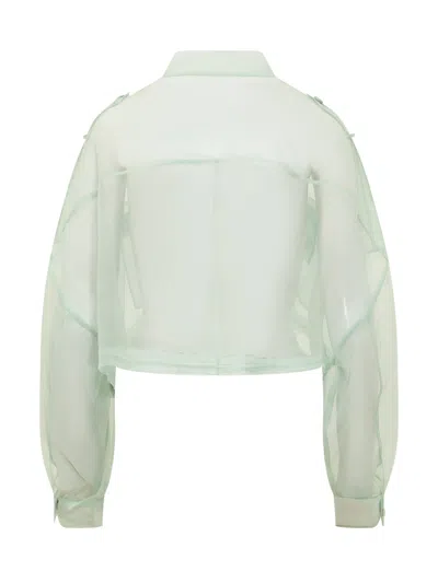 Pinko Light Knit Short Caban Jacket - Mini Style In Verde Salvia