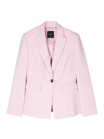 Pinko Light Pink Crepe Blazer In Nude & Neutrals