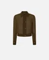 Pinko Lightweight Bomber-style Georgette Shirt In Green Old England