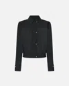 Pinko Georgette Bomber Shirt With Elasticated Drawstring Hem In Limo Black