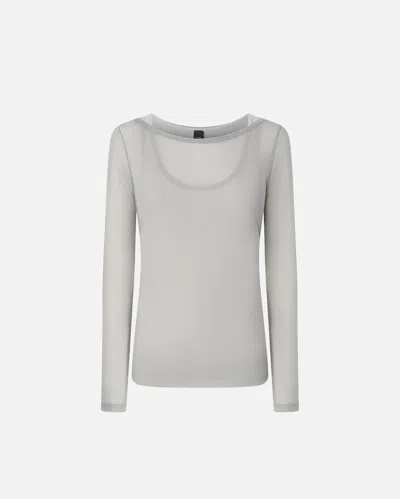 Pinko Lightweight Gauze Jersey Sweater With Long Sleeves In Dark Grey/grey