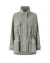 Pinko Technical Parka With Rhinestone-effect Mini Studs In Gray