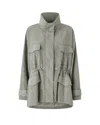 Pinko Technical Parka With Rhinestone-effect Mini Studs In Gray