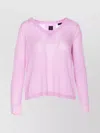 Pinko Lightweight Knit V-neck Sweaters With Long Sleeves In Pink