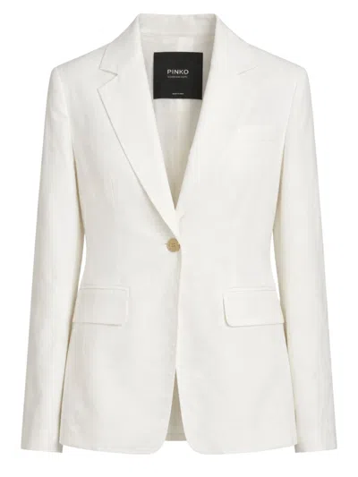 Pinko Lightweight Natural Fiber Jacket In White