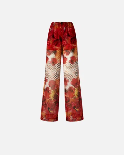 PINKO PANTALON PALAZZO LÉGER À IMPRIMÉ FLORAL EN DAMIER