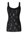 Pinko Débardeur Côtelé Léger Déchiré In Black
