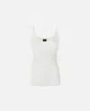 Pinko Lightweight Ribbed Tank Top With Rips In Snow White
