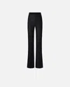 Pinko Lightweight Semi-transparent Ribbed Trousers In Limo Black