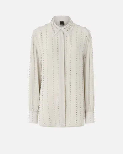 Pinko - Lightweight Shirt With Jewel Stripes - 40 In Neutral