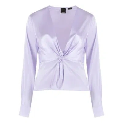 Pre-owned Pinko Lilac Silk Elegance Blouse In See Description