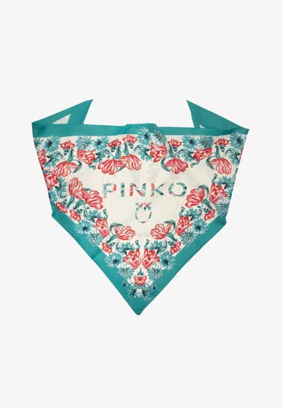 Pinko Limbo Swing Triangle Silk Scarf In Multi