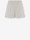 Pinko Linen Shorts With Elastic Waistband And Back Pocket In White
