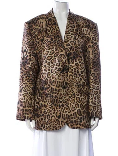 Pre-owned Pinko Linen Animal Print Blazer W/ Tags In Neutral