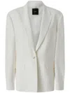 Pinko Tailored White Blazer With Adjustable Strap Detail In White