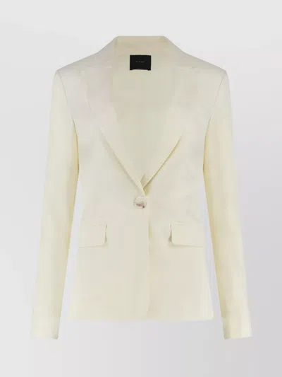 Pinko Linen Blazer With Back Vent And Pockets In Neutral