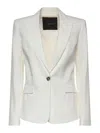 Pinko White Solid Notched Lapel Blazer