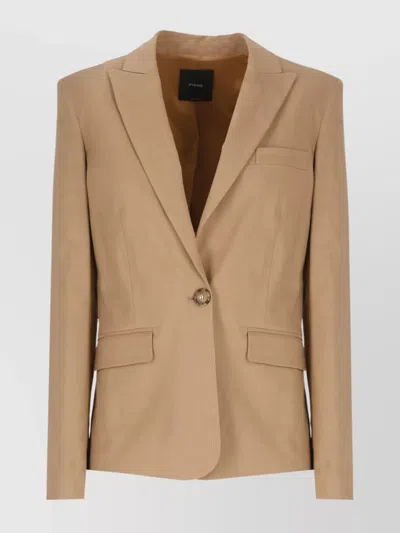 Pinko Linen Blend Peak Lapel Blazer In Neutral