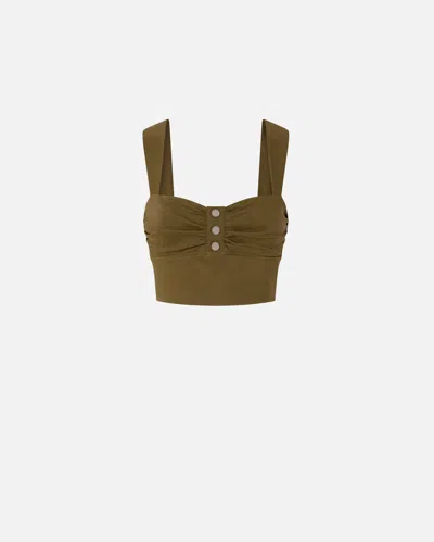 PINKO BUTTONED LINEN CROP TOP
